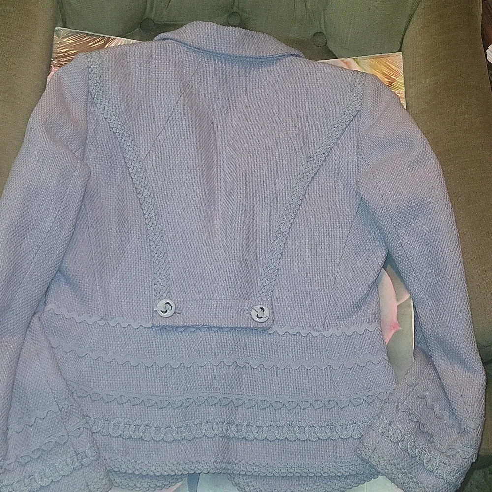 Rare Find Les Copains Sky Blue Textured Blazer - Picture 2 of 8